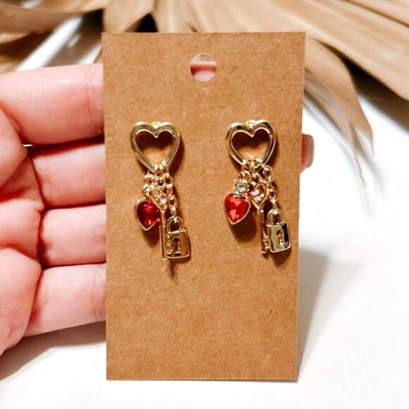 heart dangle earrings H156 - Picture 4 of 6